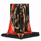 2022 90x90 см квадратные женские шарфы, шелковый шарф, Женская повязка на голову для офиса, головной платок, мусульманский головной платок для женщин