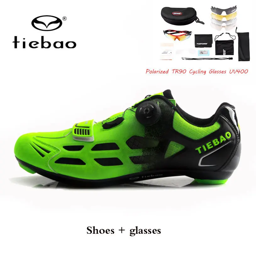 green combination Tiebao/Мужская обувь для езды на велосипеде; Нескользящая дышащая велосипедная обувь; спортивные гоночные кроссовки; обувь для велосипеда; Zapatillas Ciclismo - Цвет: green combination