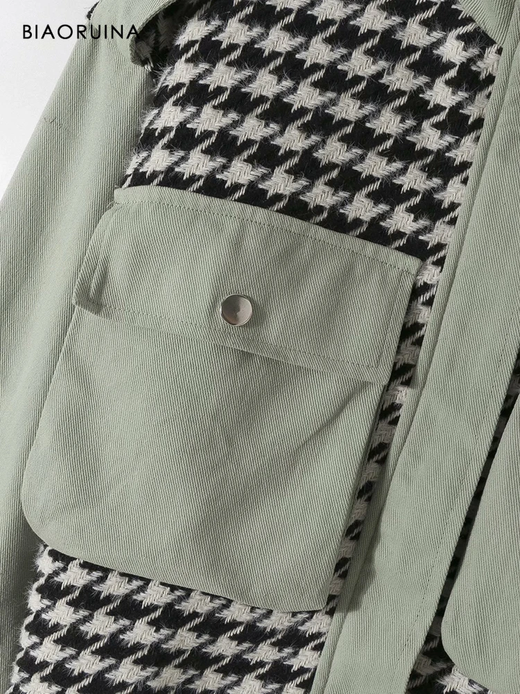 Женская твидовая куртка BIAORUINA в стиле пэчворк с ласточкой модная короткая