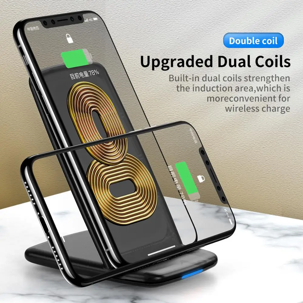 ROCK W3 Pro Qi Беспроводное зарядное устройство 10 Вт для iPhone11 pro XR MAX Быстрая Зарядка Док-станция Беспроводное зарядное устройство для samsung OPPO Xiaomi