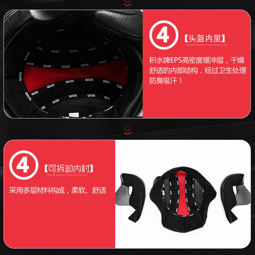 

BEON Filp Up Motorcycle Helmet Men Casco Moto Vintage Motocross Capacete off-road Casque Motorbiker Bike Helmet With Double Lens