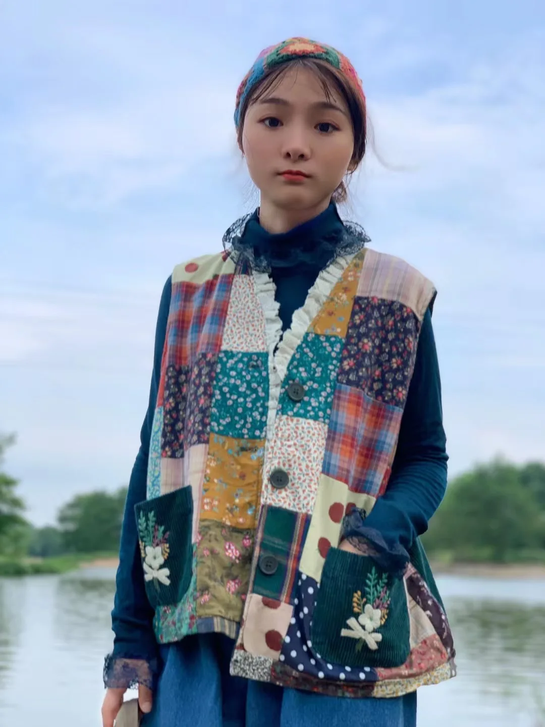 2021 новый стиль Baijia Ткань кружево лоскутное шитье Милая Этническая стильная