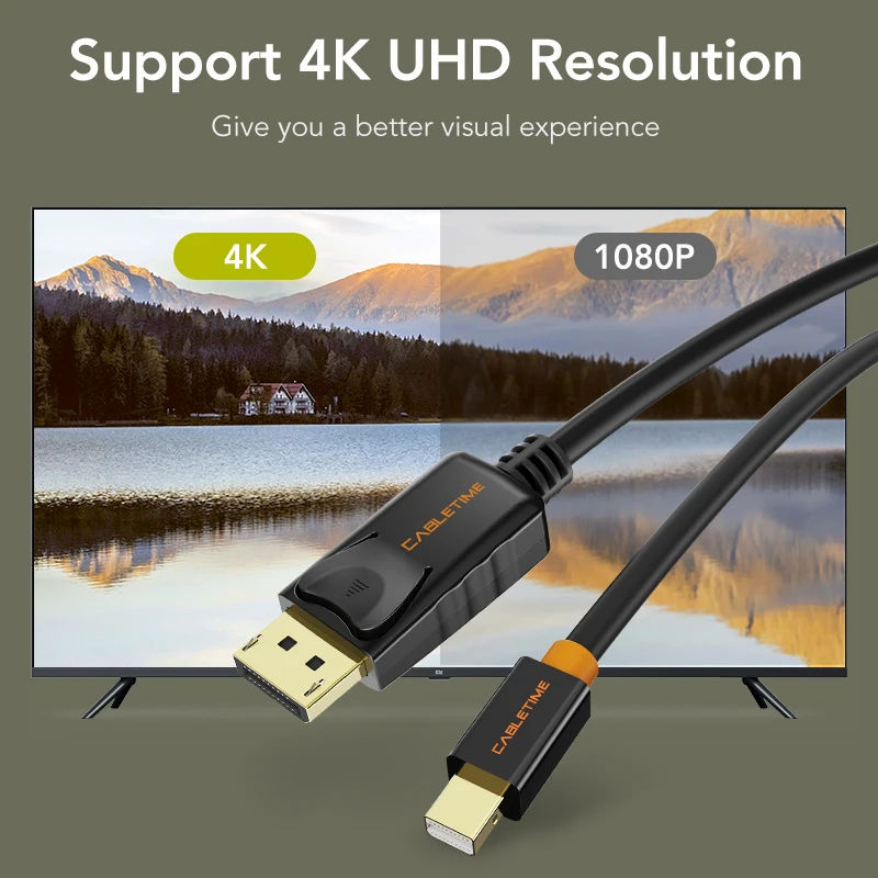 Кабель CABLETIME Mini Display Port to Cable 4K 60HZ Thunderbolt DP For Macbook C053|Кабели VGA| |