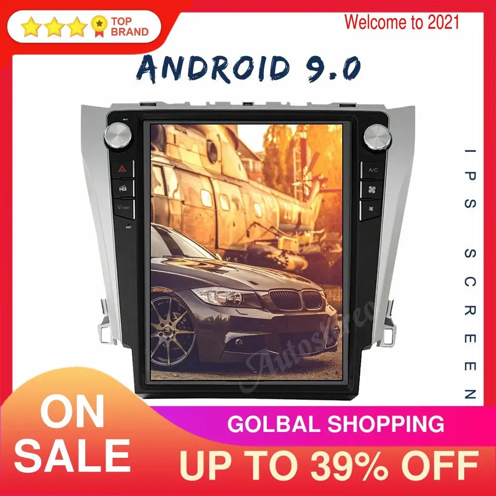 4 + 128G Android 9 для Toyota Camry Aurion 2012 2016 Tesla стиль Автомобильный GPS Навигация стерео