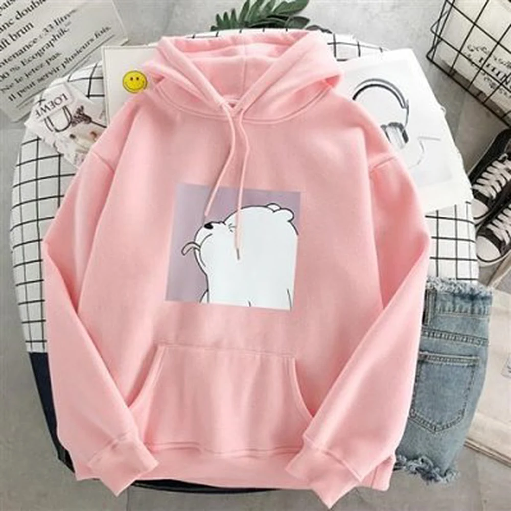 Oversized Print Pocket Sweatshirts Women Hooded Harajuku Autumn Casual Hoodies Ladies Korean Pullovers Loose Long Sleeve Hoody