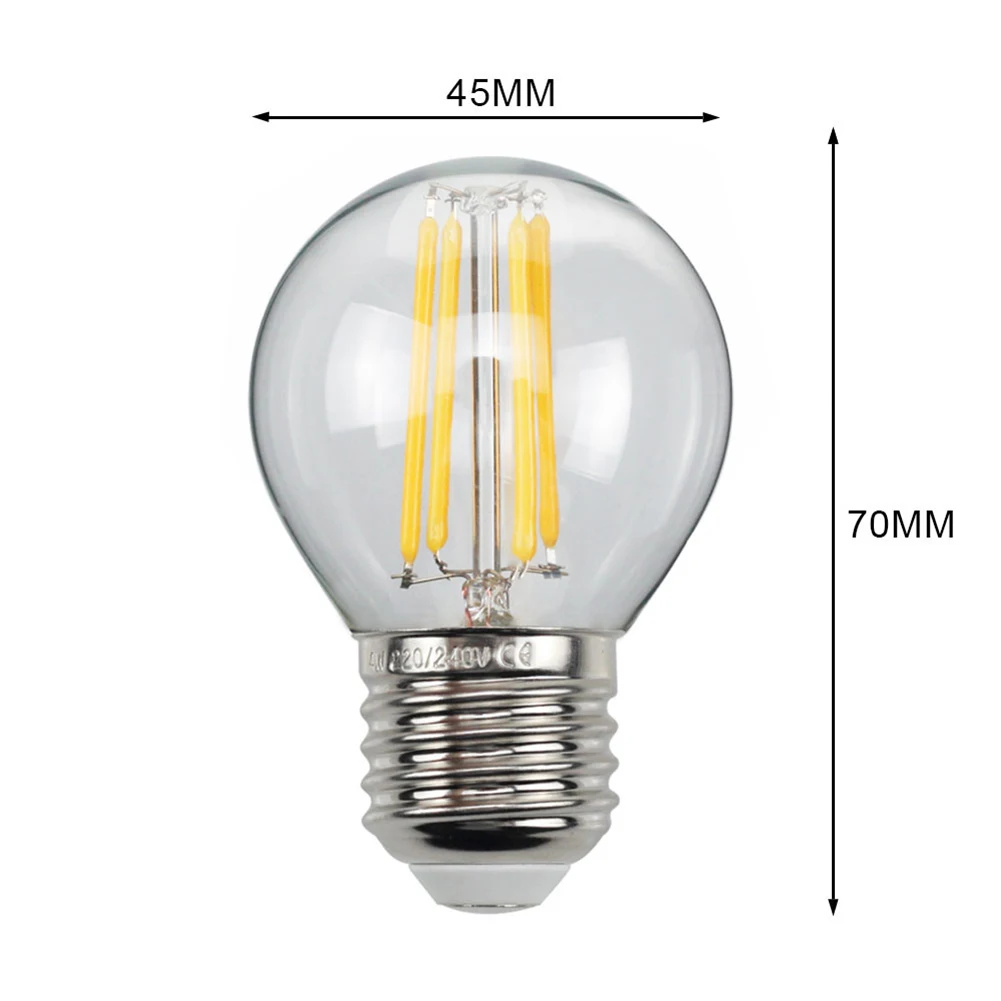 

6pcs Home LED Filament Light Retro Bulb Lamp 110V/220V 4W Antique Vintage Transparent Glass Screw Light Bulb Candle Light Bulb