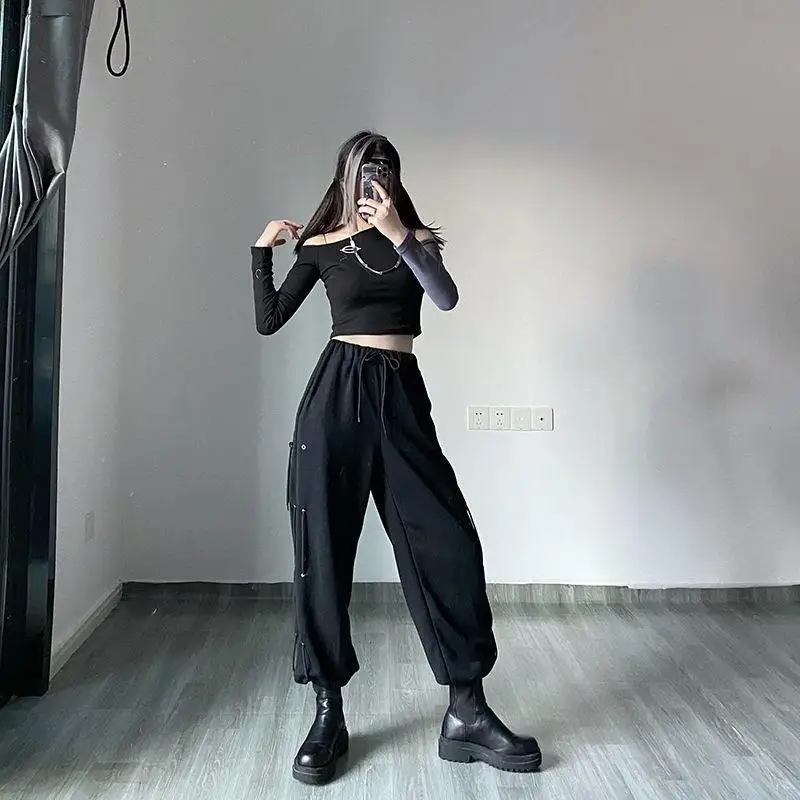 

QWEEK Harajuku Jogging Sweatpants Women Baggy Korean Fashion Joggers Sweat Pants Streetwear High Waist Plus Size Female Trousers