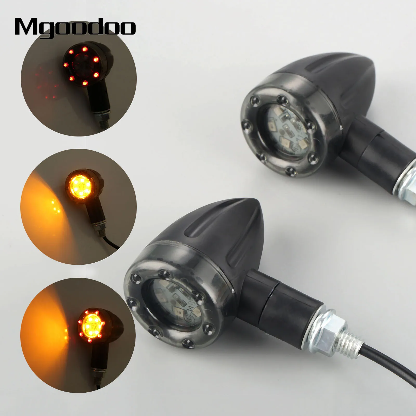 Mgoodoo 4Pcs Universal Motorcycle Turn Signal Light 12V LED Super Bright Bulbs for Motorbike Off Road Indicator |
