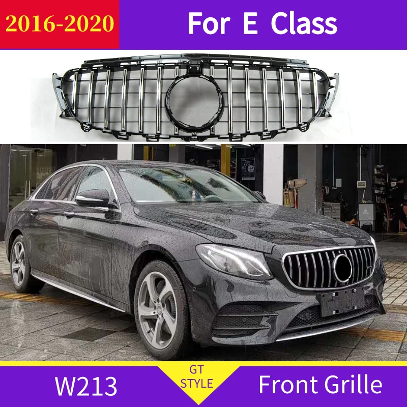 

GT Front Grille For mercedes W213 2016-2020 E Class E200 E300 E400 E350 ABS Sport front bumper grill Not Fit E63 Without Emblem