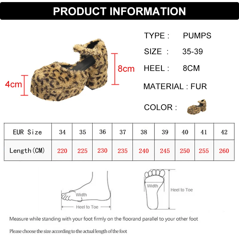 

Rimocy Round Toe Leopard Platform Pumps Women Block High Heels Fur Ankle Strap Mary Janes Woman Sexy Cosplay Party Shoes Ladies