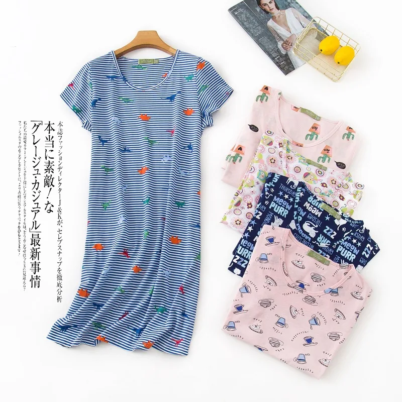 

Удобная летняя сексуальная ночная рубашка с коротким рукавом, женская ночная рубашка, ночная рубашка для женщин, милые ночные рубашки с мультяшным принтом