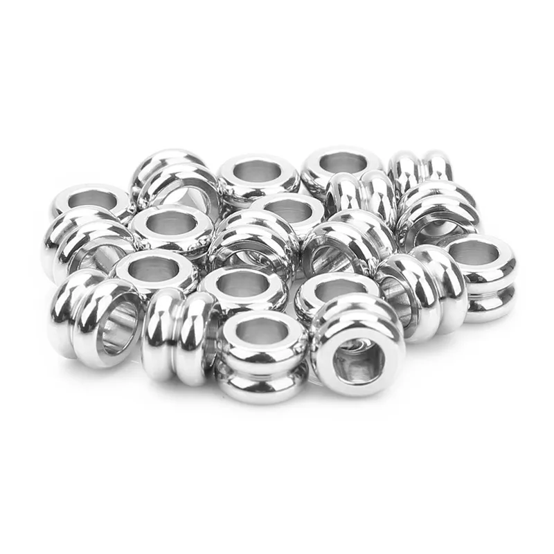 

10pcs Stainless Steel Charm Beads 4mm European Large Hole Groove Glossy Beads Spacer for DIY Jewelry Material Supplier