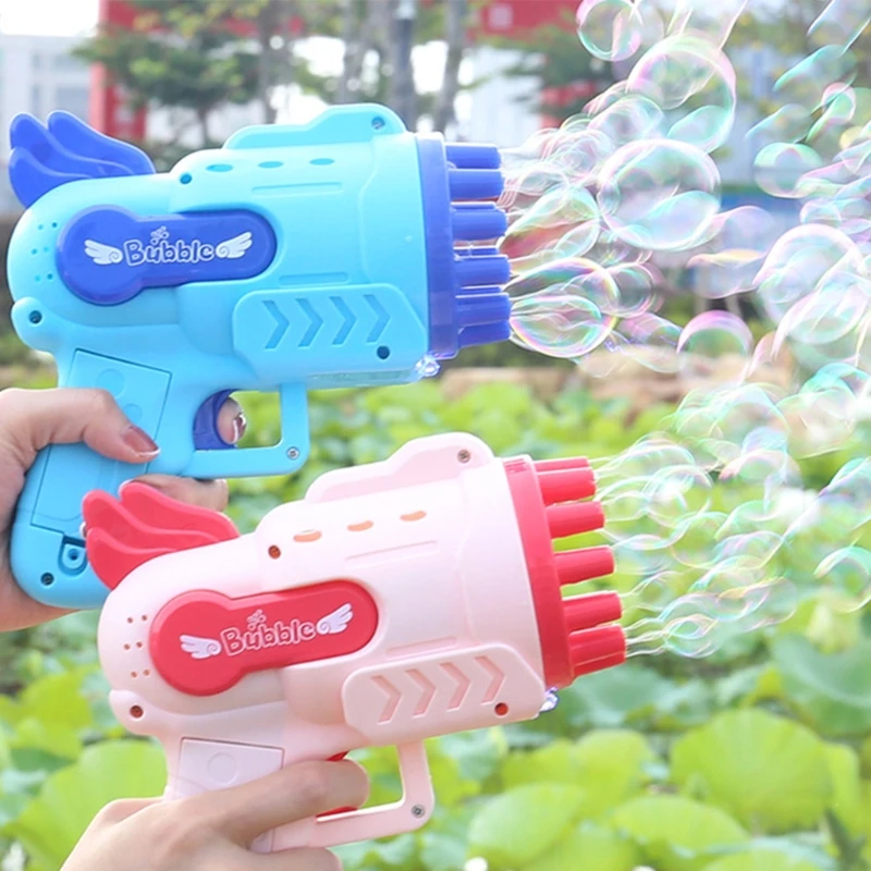 C5AA Automatic 12 Holes Outdoor Summer Bubble Machine Toy Electric Maker Gun for Toddler Activities Pink/Blue | Игрушки и хобби