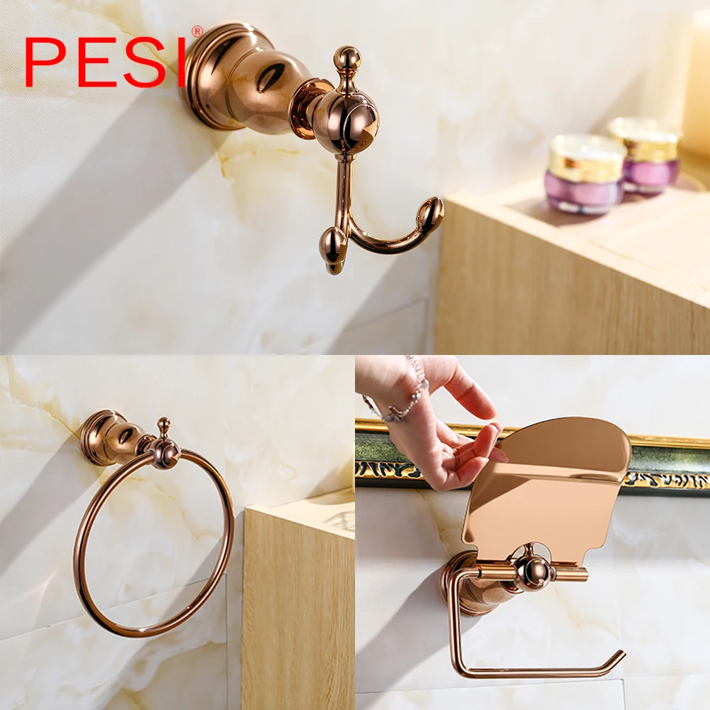 Латунные аксессуары для ванной комнаты Розовый Золотой крючок халата пальто