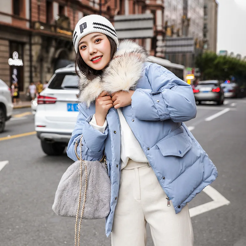 Модная женская зимняя куртка с хлопковой подкладкой теплая плотная меховым