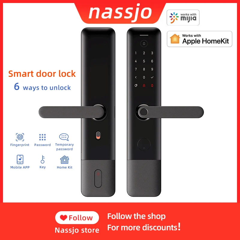 

Nassjo Xiaomi Mijia Smart Door Lock E with Doorbell Bluetooth Fingerprint Password Unlock Detect Alarm Work with Mi Home App