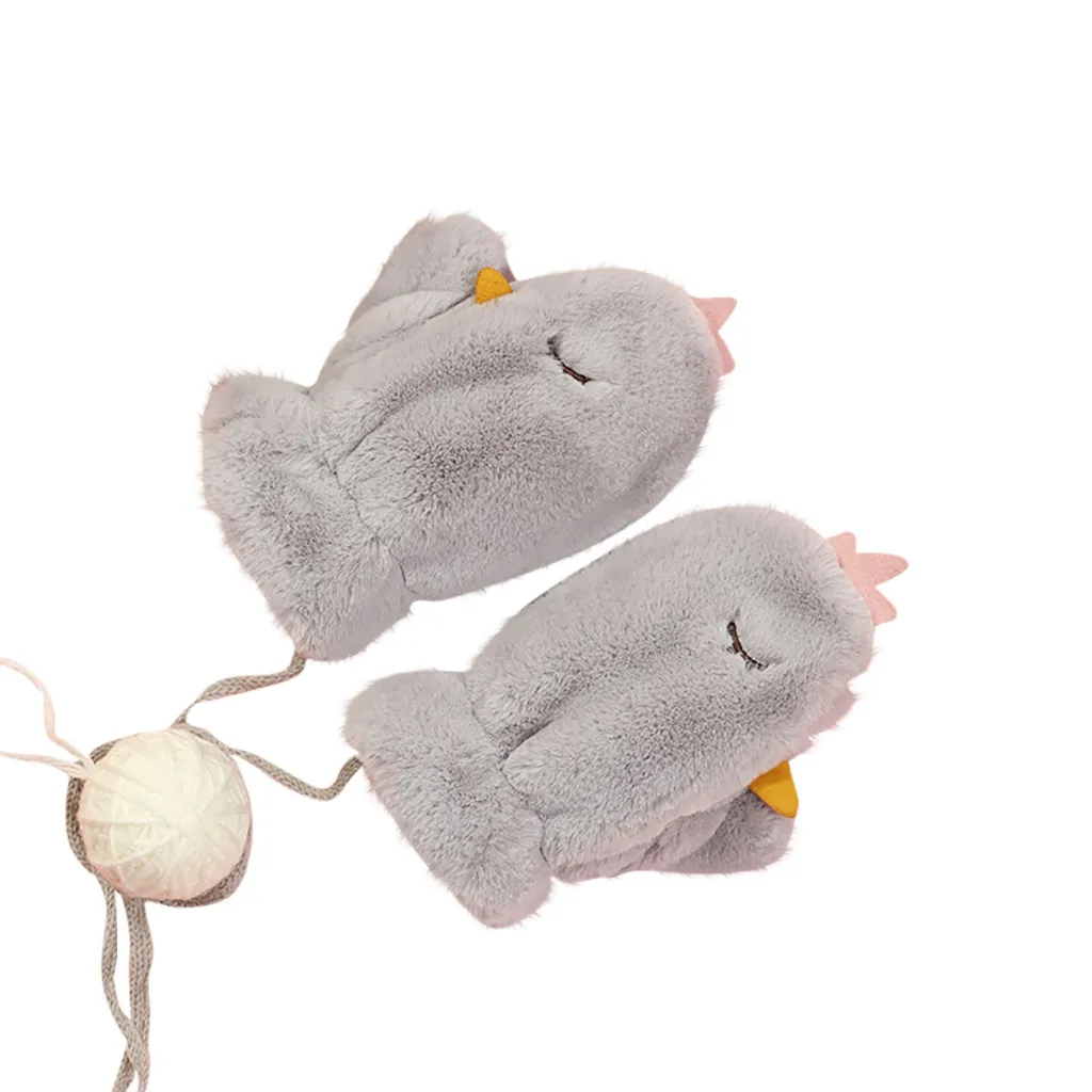 Зимние теплые перчатки для девочек новые женские вязаные варежки с подвесным