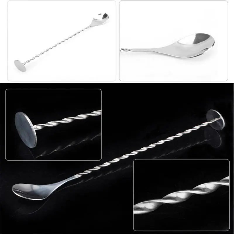 

Long Handle Bar Cocktail Spoons Stainless Steel Mixing Spoon Cocktail Spoon With Spiral Pattern