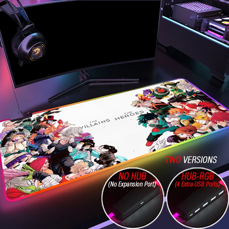 

My Hero Academia Anime HD RGB Mouse Pad HUB Gaming Izuku Custom 4Port USB Mousepad XXL Led Backlit Carpet 900x400 Shoto Desk Mat