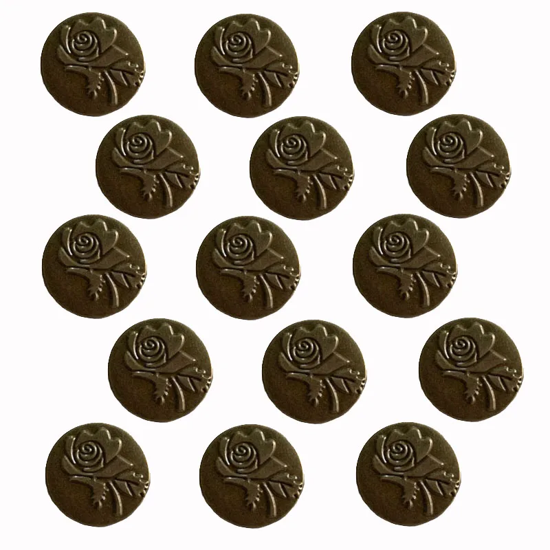 

50 наборов бронза, узор в виде розы, металлические пуговицы с хвостовиком, акриловые стразы пуговицы для пришивания женская одежда Garment ...