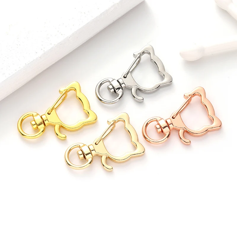 10pcs New Cute Cat Rabbit Porpoise Animal Flowers Hollow Key Chain Ring Keychain DIY Accessories Lobster Clasp | Украшения и