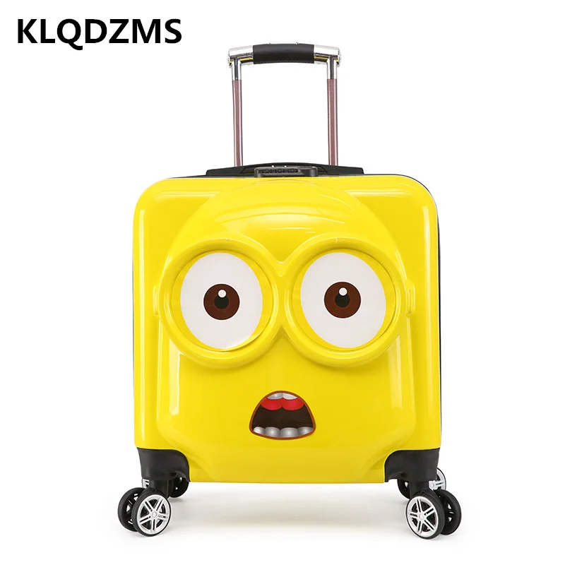 KLQDZMS 18 Inch Child Spinner Rolling Luggage Children's Trolley Case Cute Cartoon Knapsack Kids Suitcase Waterproof