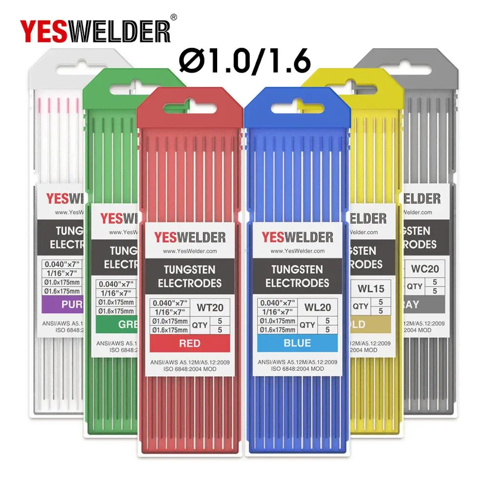 Сварочные электроды YESWELDER 10 шт. сварочные стержни 1 0/1 6/2 4/3 2/4 0 175 мм вольфрамовые из