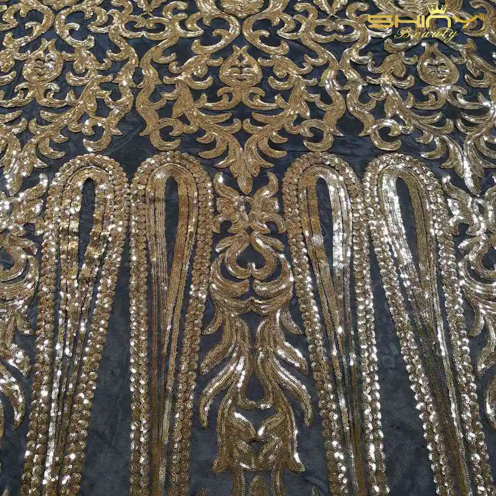 Блестящая Красивая медная цветочная ткань текстиль двустороннее украшение с