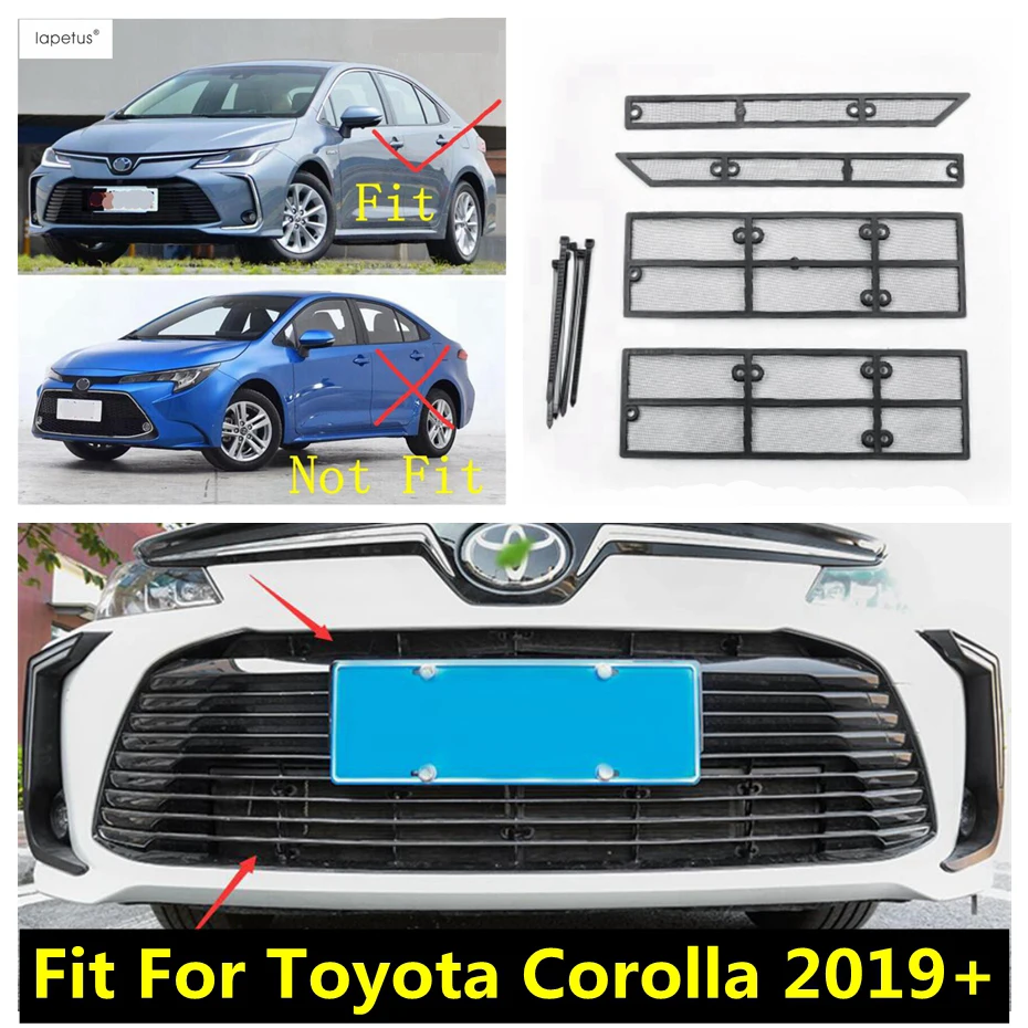 

Lapetus Accessories Fit For Toyota Corolla 2019 - 2021 Front Insect Mesh Nets Grille Protect Molding Cover Kit Trim