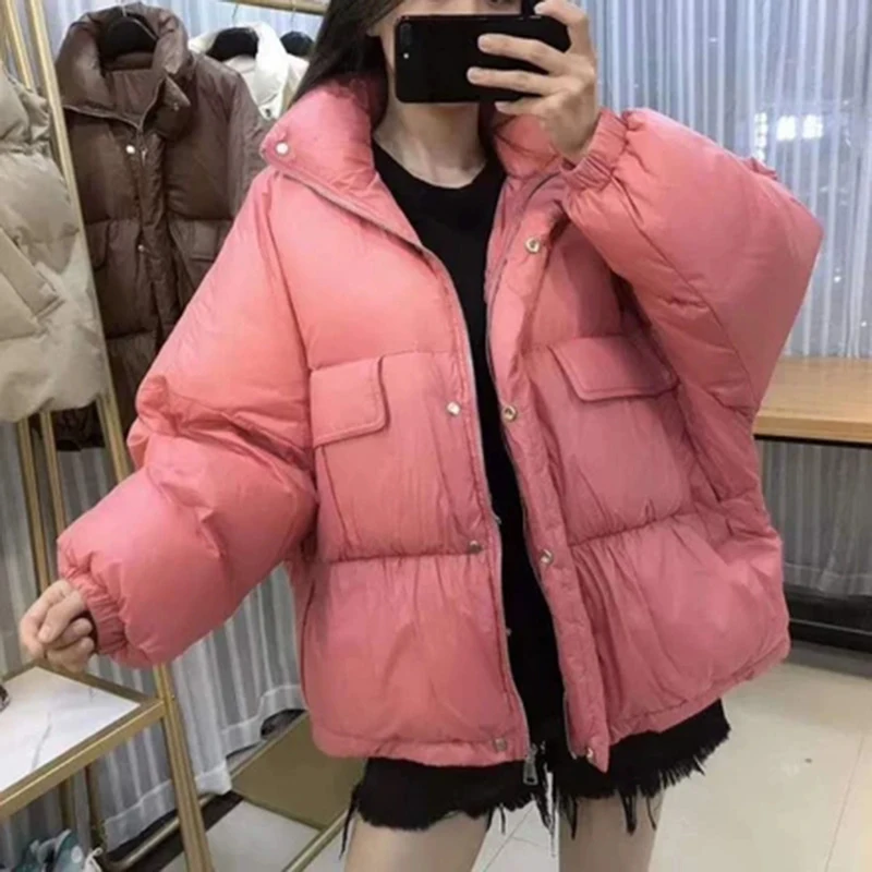 Женский бейсбольный пуховик короткая куртка на белом утином пуху свободная