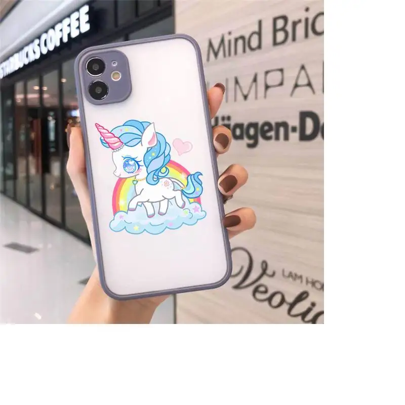 

unicorn Phone Cases Matte transparent For Gray iPhone 12 Mini 11 Pro XR XS Max 7 8 Plus X Back Cover