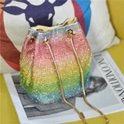 Женская сумка-мешок с кристаллами, разноцветная дамская сумочка Стразы с бисером, роскошная сумка на плечо с блестками, вечерние сумки X90H, 2020