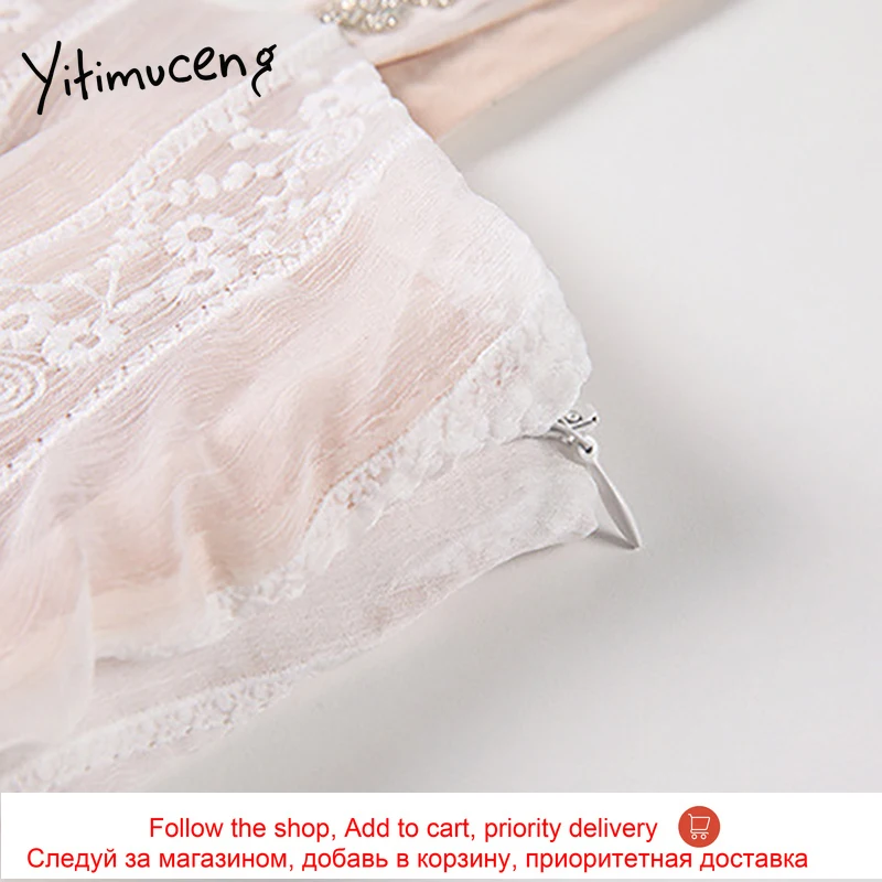 

Yitimuceng Gauze Dresses Women Spaghetti Strap Summer Strapless Mini High Waist Square Collar White 2021 Fashion Sweet Dress