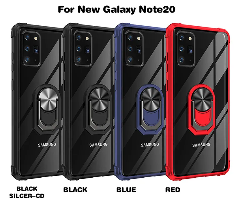 

For Samsung Galaxy Note 20 Ultra Case Transparent Clear Armor Magnetic Holder Ring Back Cover for Galaxy Note20 Note 20 Cases
