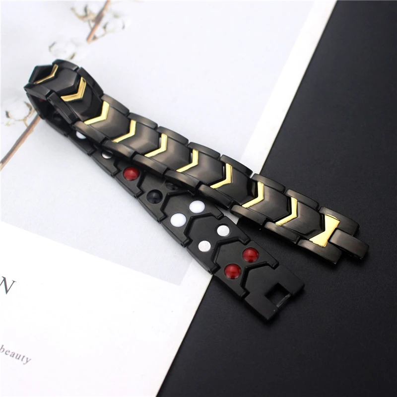 

Adjustable Gold Color Stainless Steel Chain Bracelets For Women Men Gifts 2020 Top Selling Double Layer Magnetic Stone Wristband