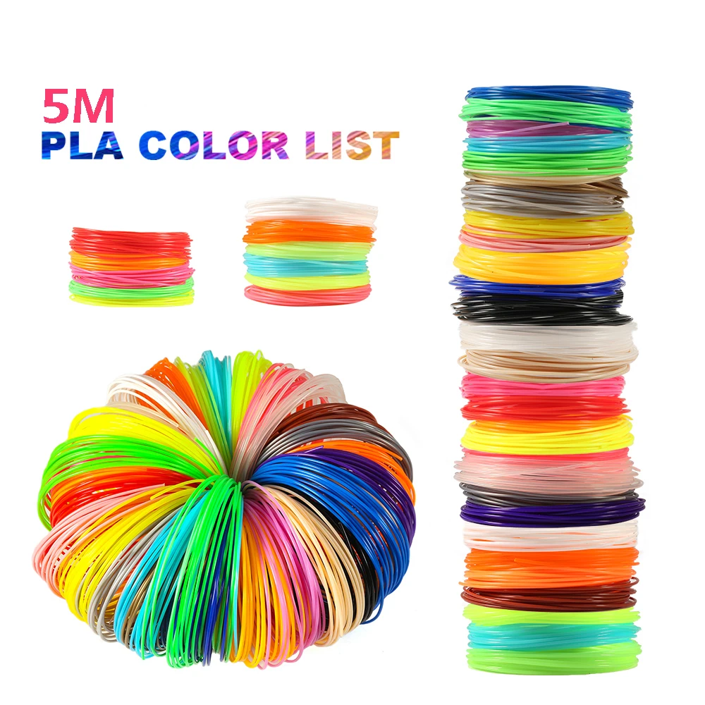 

5 Plastic for 3d Pen Meter PLA 1.75mm 3D Printer Filament Printing Materials Extruder Accessories Parts Black White Filaments