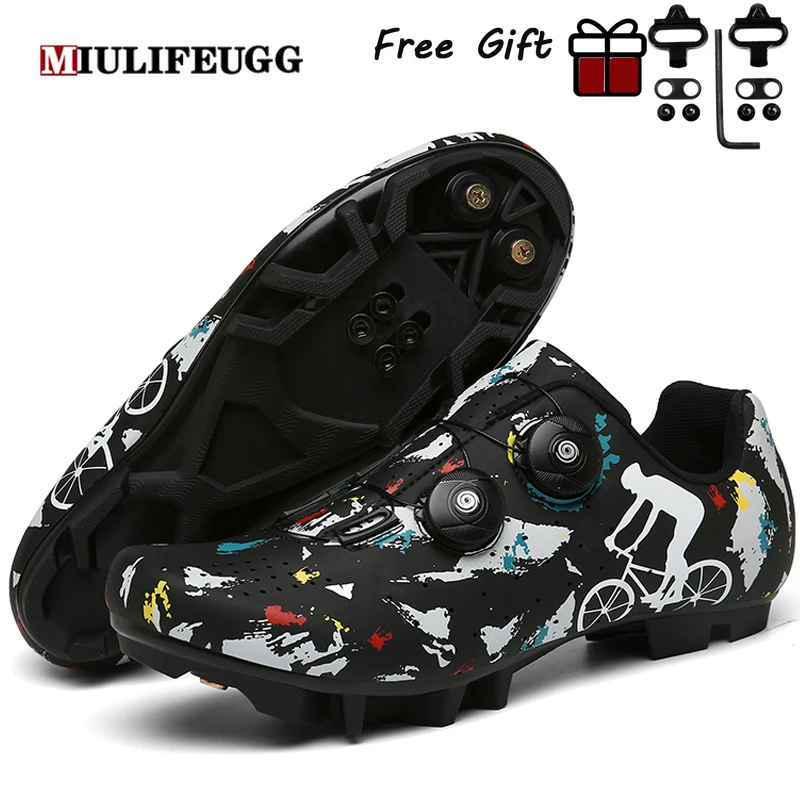 

UVRCOS Men Winter MTB Cycling Outdoor Sports Self-locking Road Bike Sneakers Racing Women Bicycle Shoe Flat Cleat Mountain SPD