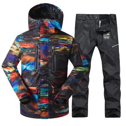 Зимний лыжный костюм GSOU мужской зимний ветрозащитный теплый плотный уличная