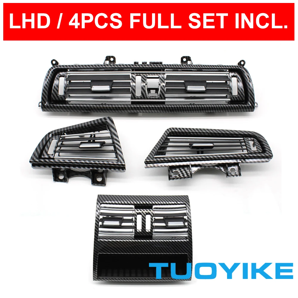 LHD Carbon Fiber AC Air Conditioner Vent Grille Outlet Cover Chrome Replace For BMW 5-Series F10 520 521 523 525 528 530 2010-17 LHD Carbon Fiber AC Air Conditioner Vent Grille Outlet Cover Chrome Replace For BMW 5-Series F10 520 521 523 525 528 530 2010-17