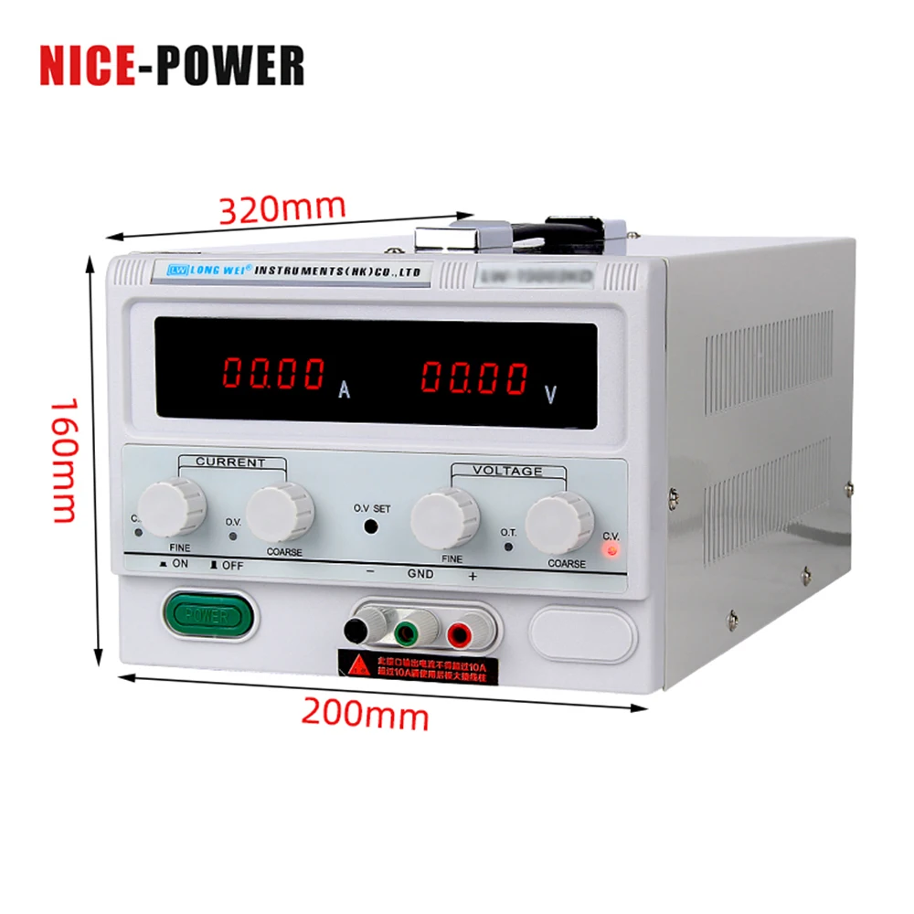 Лабораторный Регулируемый источник питания постоянного тока 220 В, 3 А, 100 в, 5 А высокой мощности, цифровой дисплей, Регулируемый импульсный источник питания Longwei 220 В