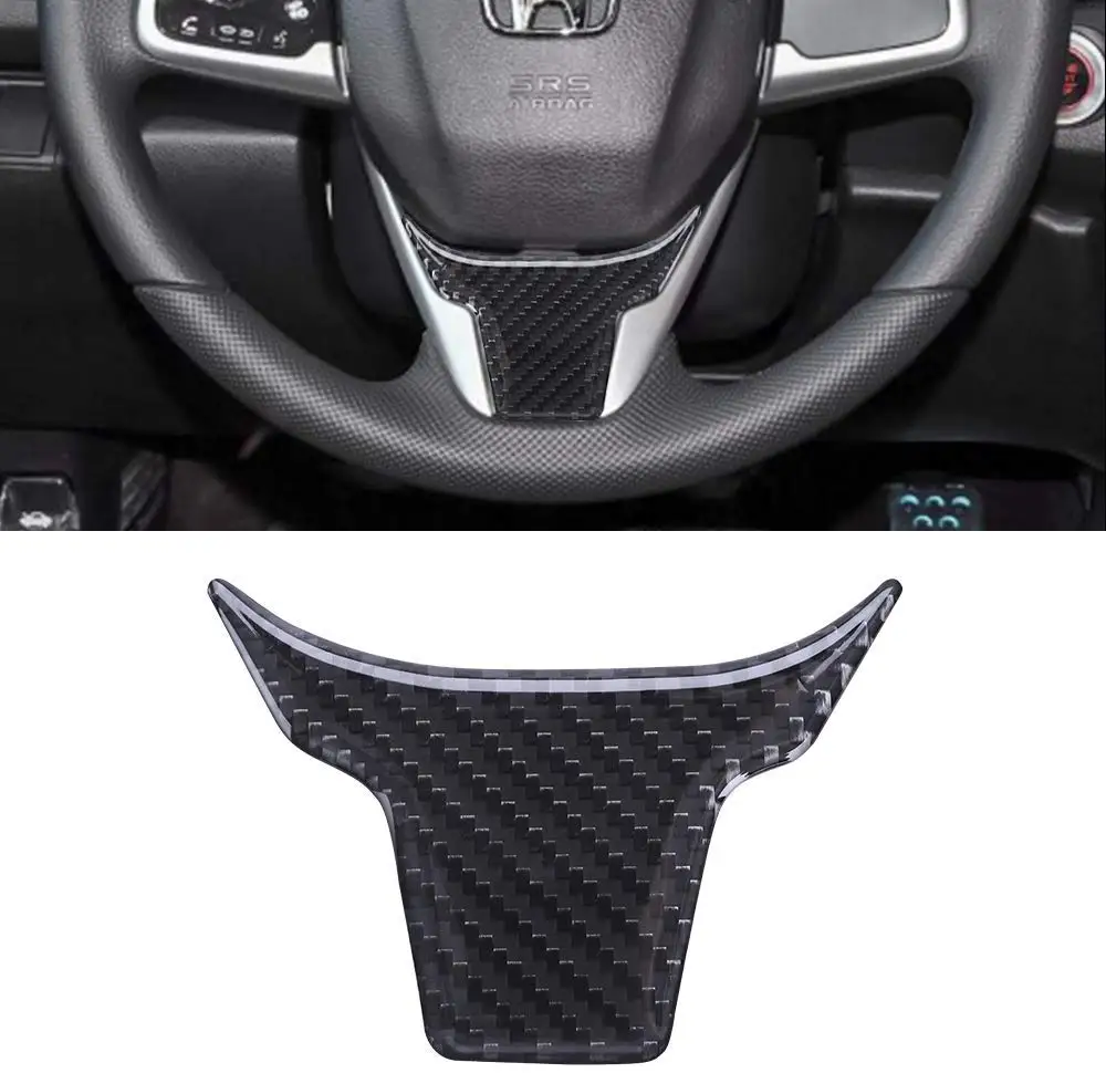 

Steeling Wheel Cover Panel Trim Carbon Fiber Sticker for Honda Civic 10th Gen 2016 2017 2018 2019