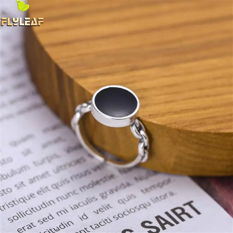 Женское кольцо с черной глазурью Flyleaf круглые Открытые Кольца из настоящего