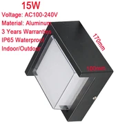 15w led wall lamps black color shell ip65 waterproof indoor and outdoor lighting aluminum wall light with 3 years warranties