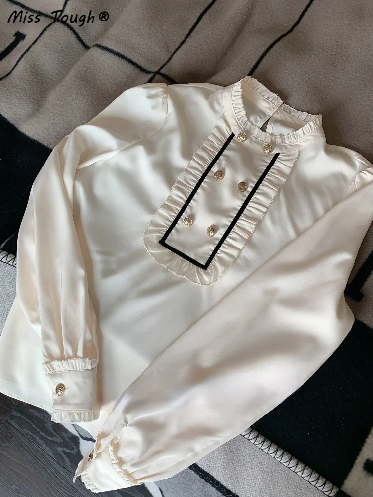 Белая милая блузка в стиле пэчворк рубашка Женский винтажный милый топ японском