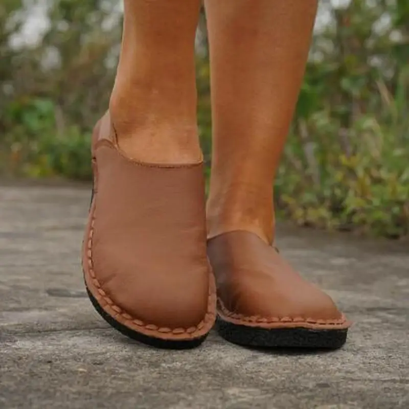 Женская мягкая обувь на плоской подошве Женские винтажные лоферы из