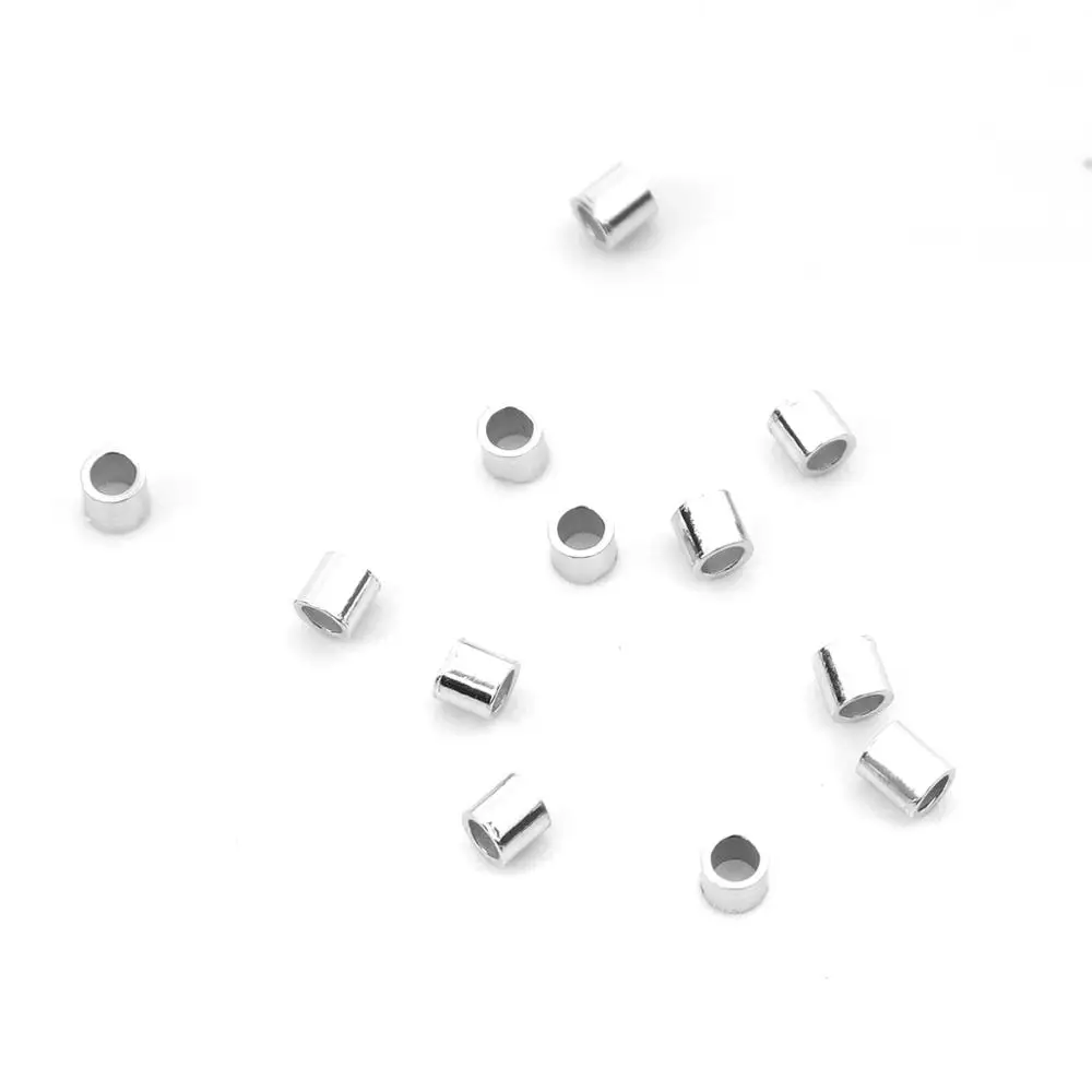 

Doreen Box 50PCs 1.5mm 925 Sterling Silver Tubular Positioning Tube Spacer Bead Necklace DIY Jewelry Making Findings Component