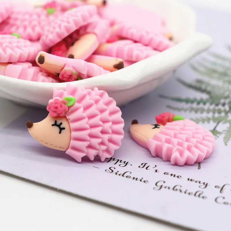 10 шт./лот Kawaii Ёжик из смолы с плоским основанием мультфильма сделай сам