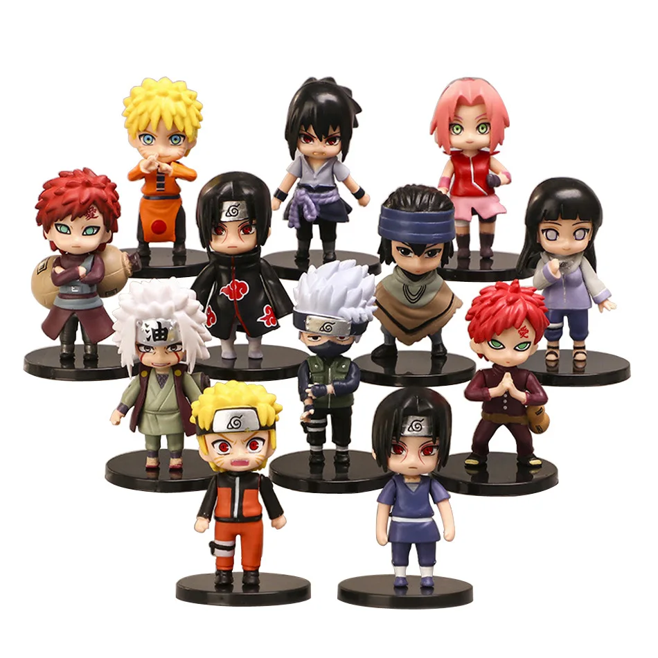 

12pcs/set Anime Naruto Shippuden Hinata Sasuke Itachi Kakashi Gaara Jiraiya Sakura Q Version PVC Figures Toys Dolls Kid Gift