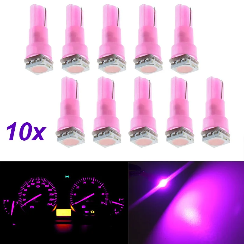 Розовый Прямая поставка; 10 шт. T5 17 37 73 74 SMD 5050 инструмент: клин приборная панель для автомобиля светодиодный свет лампы для Ford OE88 - Испускаемый цвет: Розовый
