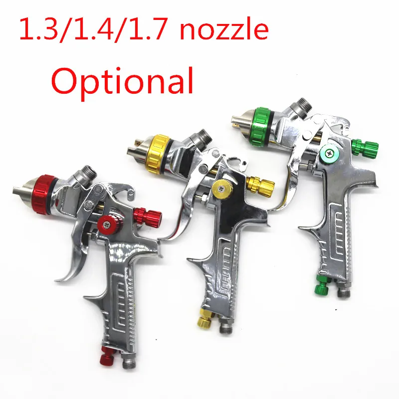 

Spray Gun With Adapter And Pps Tank HVLP Spray Gun Auto Feed Paint Spray Gun 1.3/1.4/1.7mm Nozzle Szie Car Paint Airbrush